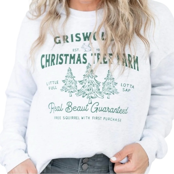 SHEIN 🌲CHRISTMAS🌲TREE FARM WHITE CREW NECK SWEATSHIRT SZ MED EUC - Picture 4 of 11